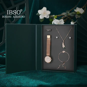 IBSO Watch Mulheres Conjunto de Caixa de Presente Verde O Livro Dos Desejos o Novo Luxo Quartz Ladies Personalizado Design Retro Beleza United Jóias