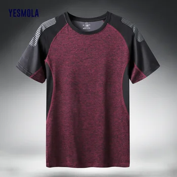 YESMOLA Desporto T-shirt dos Homens secagem Rápida Adequação a Execução 2021 Verão Novo Casal Desgaste de Manga Curta-O-Pescoço Camisa Solta Plus Size