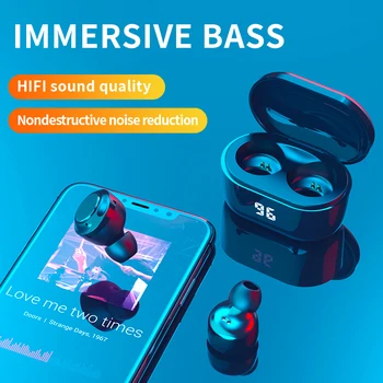 Savioke sem Fio Fone de ouvido A6 TWS Bluetooth 5.0 Fone de ouvido Com Microfone No ouvido com Visor Digital de mãos-livres Fones de ouvido Sports sem Fio Auricular