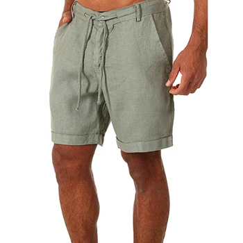 Marca homens de moda de verão de cor sólida casual shorts Bermuda Cordão Shorts Roupa de cama de Algodão Elástico da Cintura de Calças com Bolsos