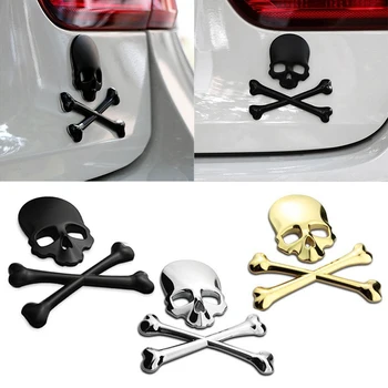 3D do Crânio do Carro de Metal Motocicleta etiqueta da Etiqueta do Crânio Emblema Emblema do Estilo Carro Adesivos Acessórios Decalque a Decoração do Carro Acessórios