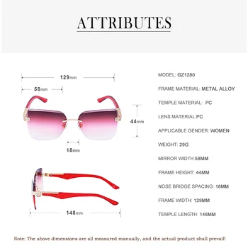 2021 Diamante sem aro dos Óculos de sol Retro Moderno Borda de Corte sem moldura Óculos de Sol de Marca de Luxo Designer de Óculos UV400 Okulary