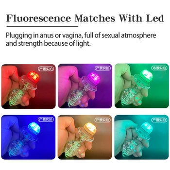 Glow-In-The-Dark Vidro plug Anal Buttplug/Vibrador Vibrador/Brinquedos Sexuais Para as Mulheres Masturbador Butt Plugs de Cauda Adultos Bens Cosplay
