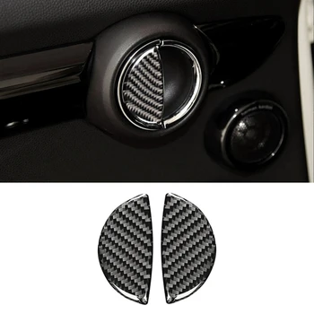 A Fibra de carbono Carro maçaneta da Porta Interior Adesivos Decalque de Decoração para Mini Cooper R55 R56 R60 Clubman Compatriota F54 F55 F60