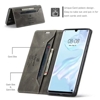 Luxo em Couro Flip Carteira de Caso Para o Huawei P Inteligente 2021 P30 Lite Pro Magnéticos Fortes do Titular do Cartão de cor Sólida Telefone Sacos de Cobertura