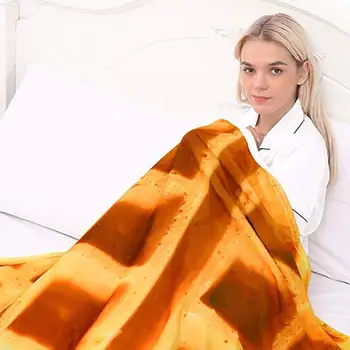 J Têxteis Lar Terminado Cobertor Comfort Food Criações Waffles Enrole Um Cobertor Perfeitamente Redonda De Pizza Jogar