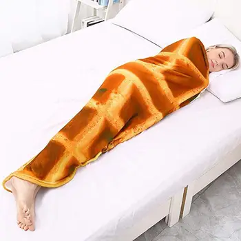 J Têxteis Lar Terminado Cobertor Comfort Food Criações Waffles Enrole Um Cobertor Perfeitamente Redonda De Pizza Jogar