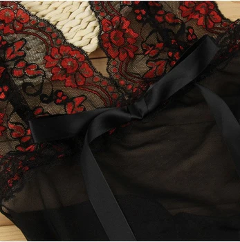 Hirigin 2020 Mulheres Plus Size Renda Lingerie G-String De Pijamas De Malha Com Decote Em V Floral Sleepwearr