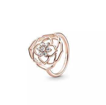 -seller original Pandora Prata 925 Esterlina, anel de três pétalas de rosa instrução anel Para senhoras envolvimento de jóias de moda