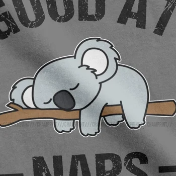 Novidade Koala Bons Cochilos T-Shirts para os Homens Gola Redonda Algodão T-Shirt Animal Urso Bonito de Manga Curta Tees Festa Tops