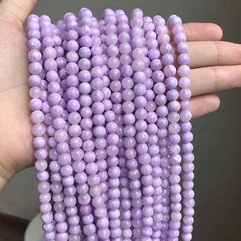 Natural de Pedra Púrpura, de Calcedônia Jades Solta Esferas Espaçador Para Fazer Jóias DIY Rodada Angelite Perla o Bracelete de 15