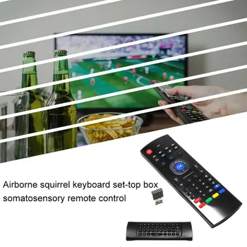 MX3 2.4 G sem Fio Fly Air Mouse, Teclado inglês de 44 Aprendizado IR de Voz para Android Smart TV 30m Caixa de controle Remoto com Microfone