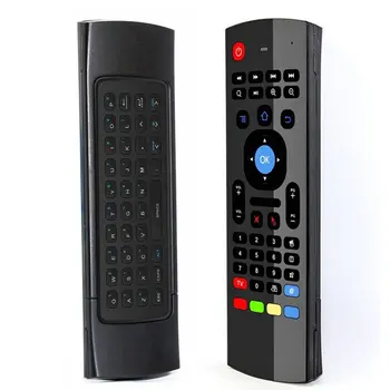 MX3 2.4 G sem Fio Fly Air Mouse, Teclado inglês de 44 Aprendizado IR de Voz para Android Smart TV 30m Caixa de controle Remoto com Microfone