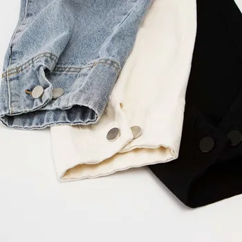 Calças de Botões Torre Calças para Mulheres' 2021 Outono Reta Calças de Cintura Alta de Mulheres de Lavagem de Jeans