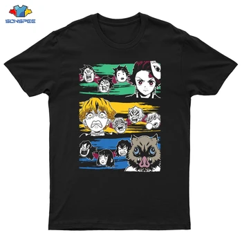 SONSPEE Anime Demon Slayer Algodão T-Shirt dos Homens Harajuku Streetwear Tanjiro Gráfica Tees Verão as Mulheres de Manga Curta, Camisetas, Tops