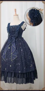 Japonês sweet lolita vestido de renda vintage bowknot bordado de cintura alta vestido vitoriano kawaii girl gothic lolita jsk loli cos
