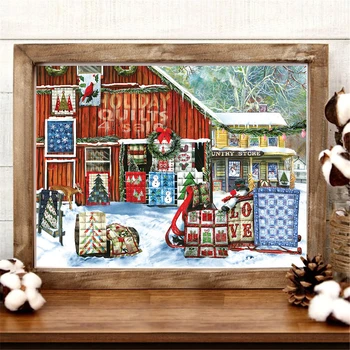 HUACAN 5D Diamond Embroidery House Full Square Cross Stitch Kit Rhinestones For Diamond Painting Snow Mosaic Christmas Tree Gift