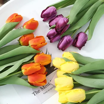 High-end de simulação de mão de executar tulip buquê casa sala de estar decoração de mesa de falso fotografia da flor adereços 235
