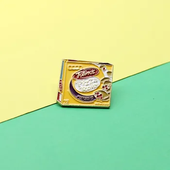 Novo desenho animado caixa de pizza do metal da forma de broche de esmalte da decoração da moda pin de vestuário, acessórios saco de presentes para amigos