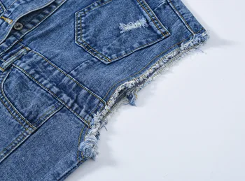 Ripped Jeans Veste Mulheres de Comprimento Médio Colete sem Mangas de Tamanho Grande, Solto coreano Casual Tendência de Desgaste Exterior Colete S M L XL