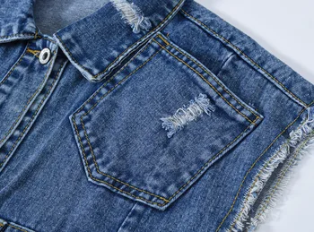 Ripped Jeans Veste Mulheres de Comprimento Médio Colete sem Mangas de Tamanho Grande, Solto coreano Casual Tendência de Desgaste Exterior Colete S M L XL