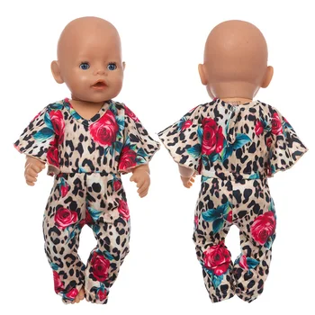 2021 recém-Nascido Bebê Novo Ajuste de 17 Polegadas, 43, Roupas de Boneca Acessórios de Leopardo Impressão de Uma peça de roupa Para Bebê, Aniversário do Festival de Presente