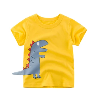 Menino De Verão T-Shirts Crianças Da Criança As Crianças Dos Desenhos Animados De Animais De Tubarão Dinossauro De Impressão Algodão Tee Tops Roupas