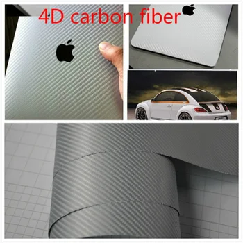 4d prata de fibra de carbono, filme 100mmx1520mm etiqueta do carro modificado filme de modelagem de etiqueta do telefone móvel filme motocicleta filme