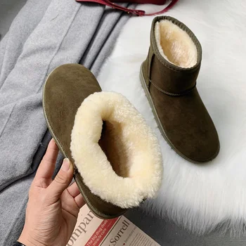 Sapatos Lolita Botas Planas, Salto De Calçados De Inverno Da Austrália De Pelúcia Dedo Do Pé Redondo De Luxo Designer Botas-Mulheres 2020 De Neve De Senhoras De Pele