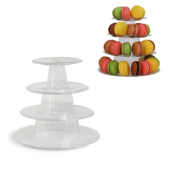 4 Camadas de PVC de Macaron do Suporte de exposição do Cupcake Torre Rack Bolo de Suportes de Bandeja Para o Casamento, Bolo de Aniversário, Decoração de Ferramentas Bakeware