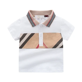 Nova moda de verão da marca de estilo de roupas de crianças meninos meninas rapazes raparigas de algodão, manta listrada de manga curta t-shirt tops 1-5 anos