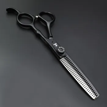 6 polegadas, cabelo Preto tesoura mola de ajuste de Japonês 440C tesoura de cabeleireiro barbeiro de corte e desbaste, tesouras e navalha