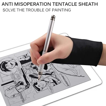 Anti-Incrustantes Dois Dedos De Artista Anti-Toque De Luvas Para Tablet De Desenho Da Mão Direita E Esquerda Luva Anti-Incrustantes Para A Tela Do Ipad
