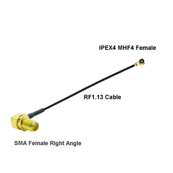 10pcs/lot MHF4 Cabo Fêmea RP-SMA Ângulo Direito para IPEX4 Tomada Fêmea WIFI Adaptador de Antena de 50 Ohms RF1.13 Pigtail Cabo De Extensão