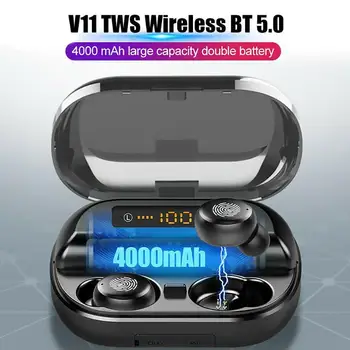 V11 TWS Bluetooth 5.0 fone de ouvido Fone de ouvido Com microfone 4000mAh charing caso HD Estéreo Display LED Verdadeiro sem Fio auscultadores Desportivos