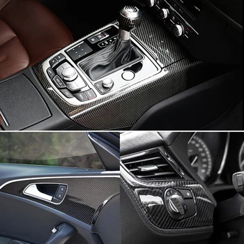 6D Adesivos Auto Brilhante Preto de Alto Brilho Automático de Folha de Adesivo Liso Fibra de Carbono de Padrão de Carro de Filme Envoltório Decalque Impermeável