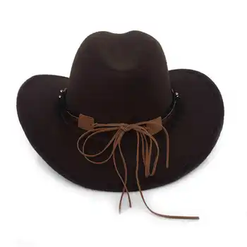 Oeste Chapéu De Cowboy De Moda A Imitação De Feltro De Lãs De Metal, Cabeça De Boi Decoração Sombrero Oeste Homens Mulheres Pac