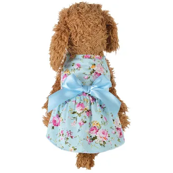 Verão Bowkont Cão Vestido de Cachorro de Estimação Cachorro Roupas da Princesa de Impressão Saia para Pequenas e Médias Cães Chihuahua Vestido