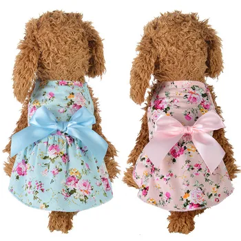 Verão Bowkont Cão Vestido de Cachorro de Estimação Cachorro Roupas da Princesa de Impressão Saia para Pequenas e Médias Cães Chihuahua Vestido