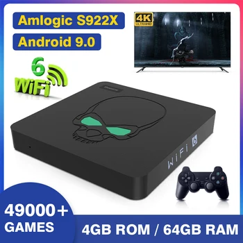 Retro, Consolas de jogos de Vídeo Beelink Super Console X, Rei De SS/PS1/PSP/DC/N64/MAME 49000+Jogos S922X WiFi 6 Android TV 9 CAIXA do Jogo