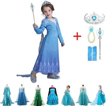 2021 Nova Anna Elsa Vestido Para As Meninas Cosplay Elza 2 De Natal Festa De Aniversário Da Princesa Vestidos Crianças CarnivalVestidos