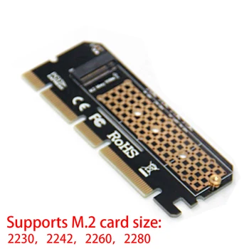 Fácil de Instalar Tecla M Computador Durável Adaptador de PC, Cartão de Expansão de Velocidade máxima da Interface Led Office M. 2 NVMe SSD NGFF Para PCIE 3.0 X16