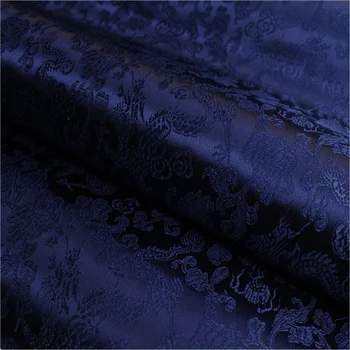 CF946 Sólido Azul Escuro Dragão Jacquard Brocado Tecido Homens Jaqueta/fronha/Fashion Dress/Têxteis-Lar Tecido DIY de Costura