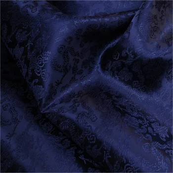 CF946 Sólido Azul Escuro Dragão Jacquard Brocado Tecido Homens Jaqueta/fronha/Fashion Dress/Têxteis-Lar Tecido DIY de Costura