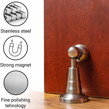 Magnético, batente de Porta com Soft-Pegar - em Aço Inoxidável Escovado Magnético Rolha, Chrome Pesados Ímã,Mantenha a Porta Aberta