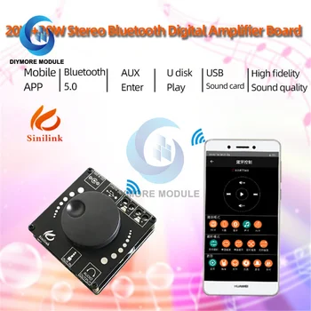 Bluetooth 5.0 20WX2 Potência do Amplificador Digital de Conselho de Home Theater, Áudio Estéreo AMP Módulo 12V 24V 3,5 mm USB AUX de Controle de APLICATIVO AP15H