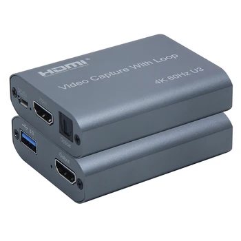 4K 60HZ USB 3.0, Saída de Loop de Saída Óptica Placa de Captura de Vídeo 1080P a 60fps HDMI Video Grabber Caixa para PS4 Jogo Registro ao Vivo Streaming