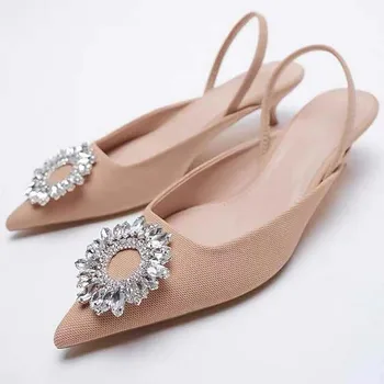 ZA Verão 2021 Novos Sapatos femininos de Rosa cor-de-Rosa de Casamento Sapatos de Cetim Exposto Documentário Sapatos