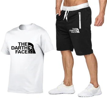 O DARTH ROSTO, masculina casual terno de esportes legal algodão T-shirt + shorts de duas peças de verão de fitness, pista de terno de roupas masculinas