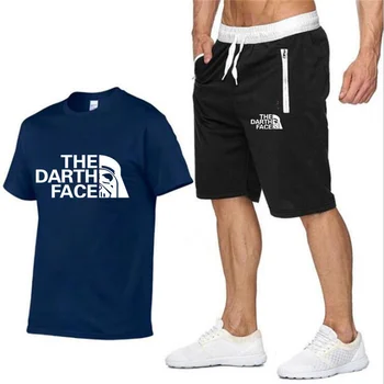O DARTH ROSTO, masculina casual terno de esportes legal algodão T-shirt + shorts de duas peças de verão de fitness, pista de terno de roupas masculinas